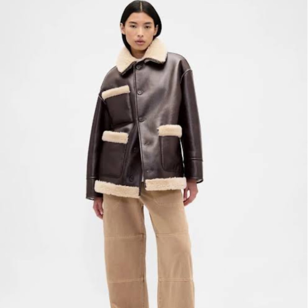 Brand new Sandy Liang x Gap reversible vegan leather Sherpa jacket - xxs/xs